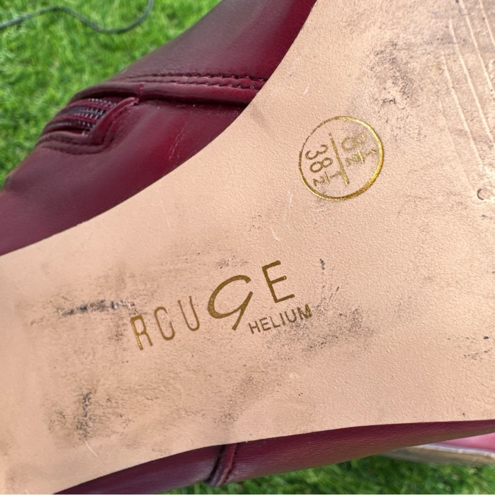 Rouge Helium Red Pointed Toe Mid-Calf Boots High Heels - Picture 7 of 9